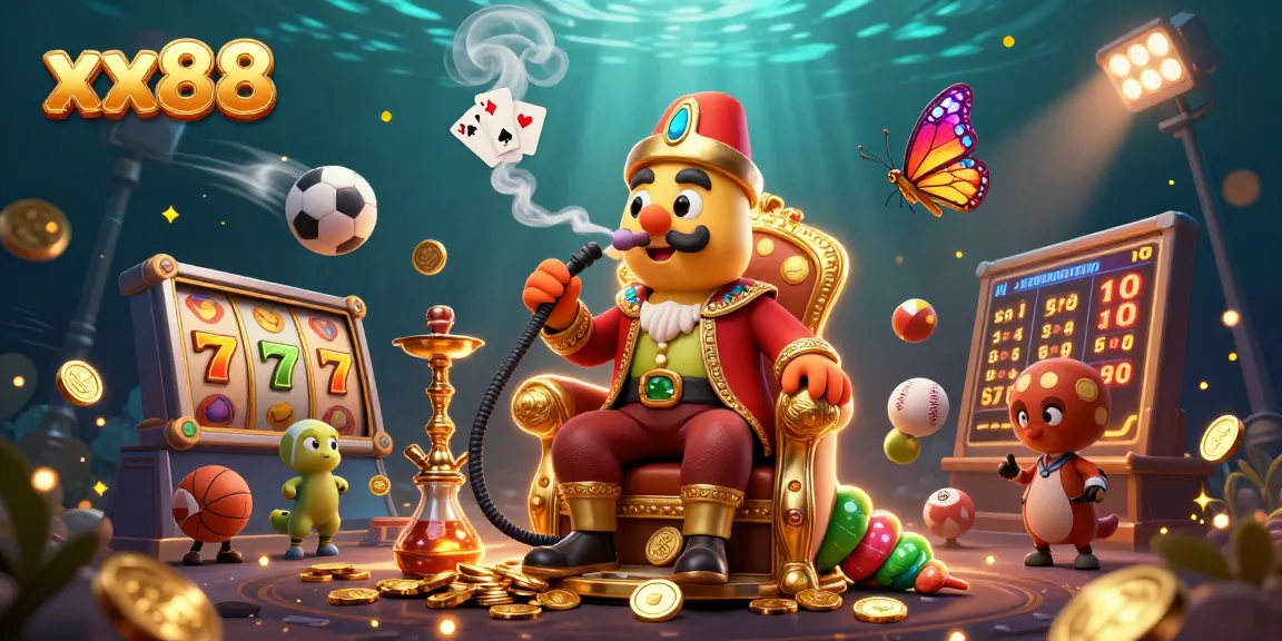 Experience winning strategies at xx88 with a lavish casino-themed scene full of vibrant slot and gaming elements.