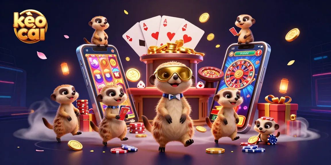 Experience exhilarating kèo nhà cái action in this vibrant, dynamic casino scene featuring meerkats and lively game elements.