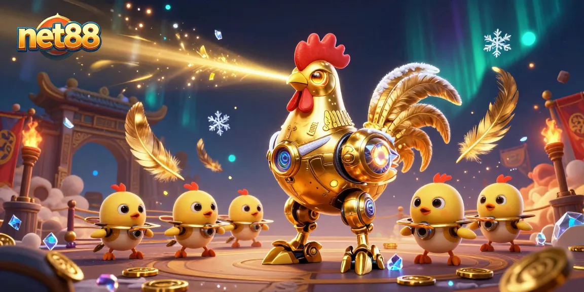 net88 features dynamic robot characters engaging in thrilling betting gameplay amidst vibrant casino icons.