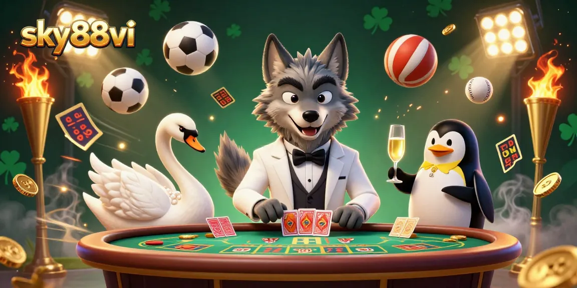 sky88vi brings excitement to baccarat with vibrant 3D characters and dynamic sports elements.