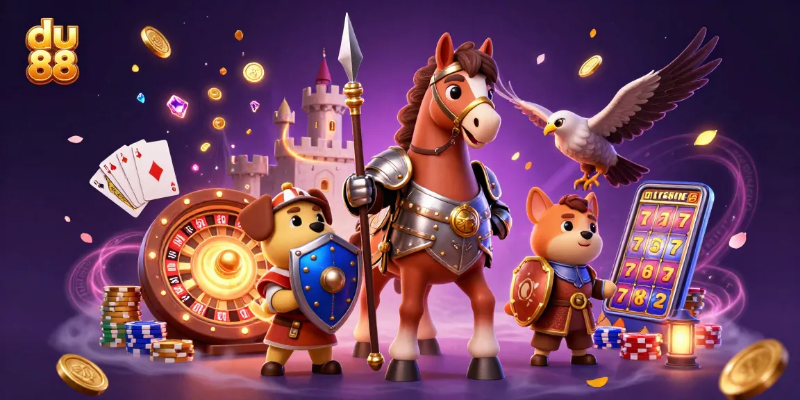 Engage in thrilling gameplay at du 88 with a vibrant, dynamic casino scene featuring a knight and squire.