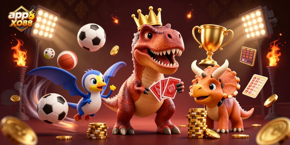 Engage with app XO88 for thrilling sports betting fun featuring dynamic characters and rich illustrations.