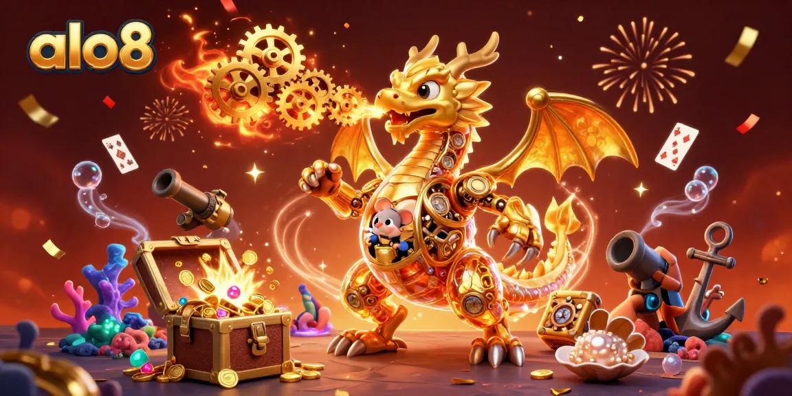 Spin to win at alo8 with a dazzling golden dragon and treasure-filled underwater scene.