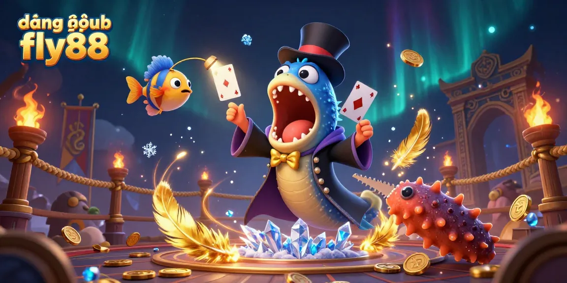 Engage with the magical world of đăng nhập fly88 as characters perform enchanting casino tricks underwater.