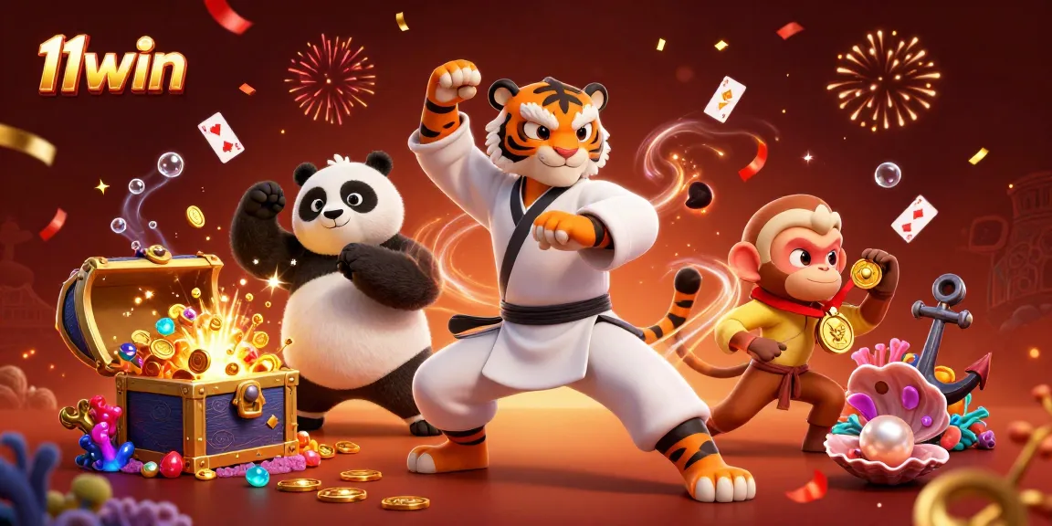 Experience thrilling gaming adventures at 11win with lively characters and vibrant casino elements.