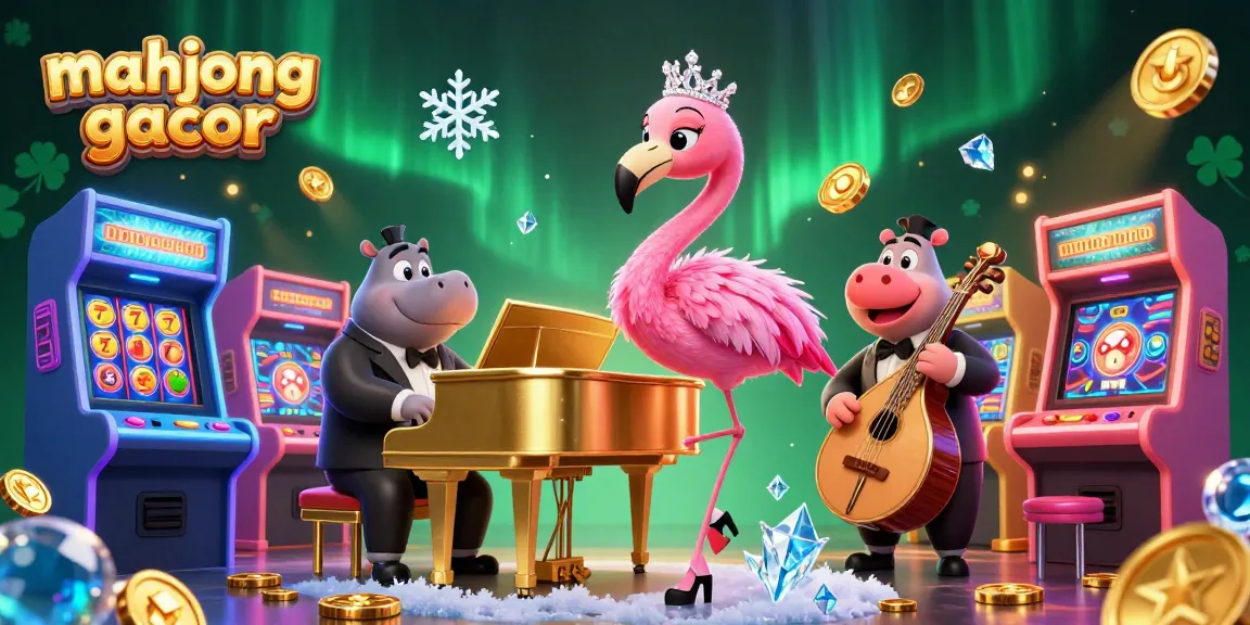 Experience the excitement of mahjong gacor with dynamic casino visuals featuring a flamingo performer.