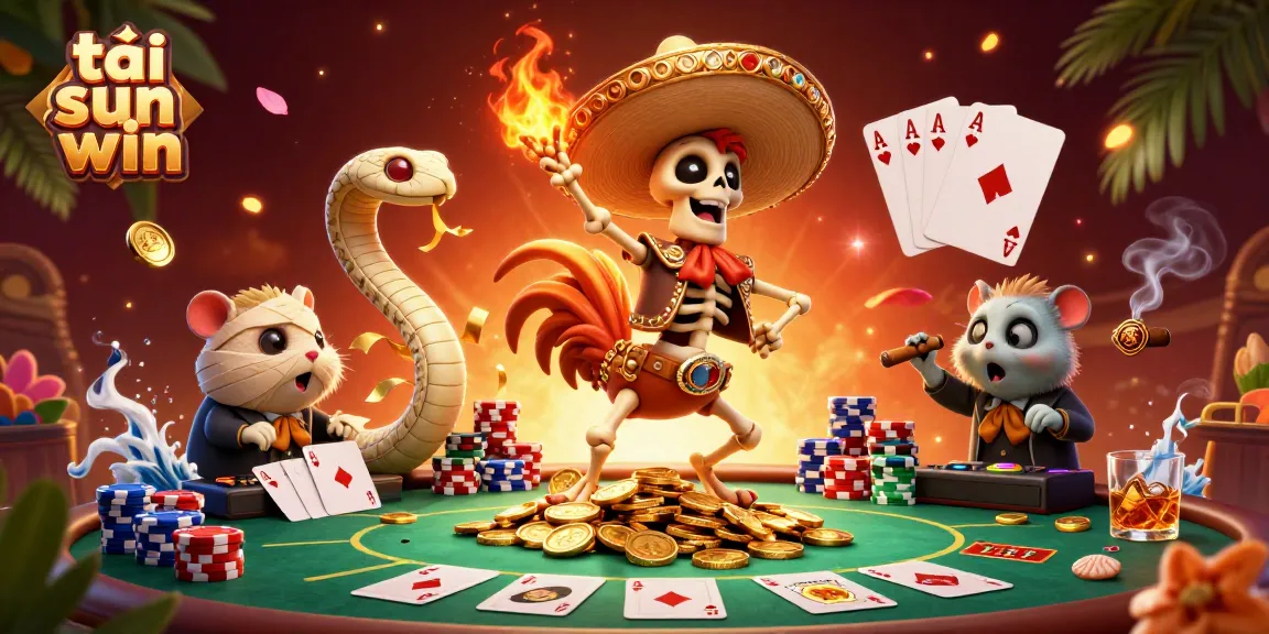 Engage in thrilling gameplay with tải sun win at this vibrant casino scene featuring dynamic characters and poker elements.