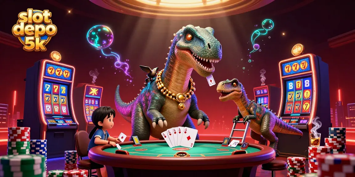 Experience the excitement of slot depo 5k in this vibrant casino scene featuring dynamic characters and rich colors.