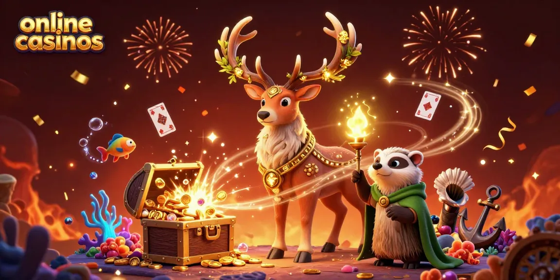 Experience thrilling online casinos with a Celtic druid stag and exciting gaming elements.