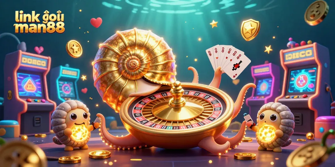 Engage with link vào man88 through this vivid 3D casino scene featuring a nautilus roulette wheel.