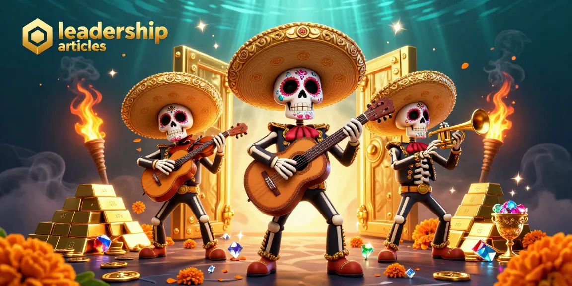Engaging leadership articles promoting casino strategies with a vibrant mariachi band illustration.